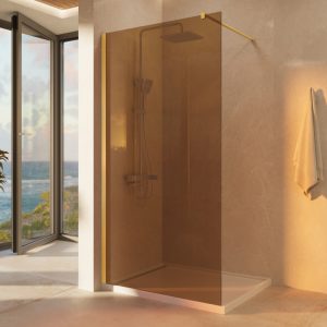 Душевая перегородка Vincea Walk-In Золото матовое / Янтарное